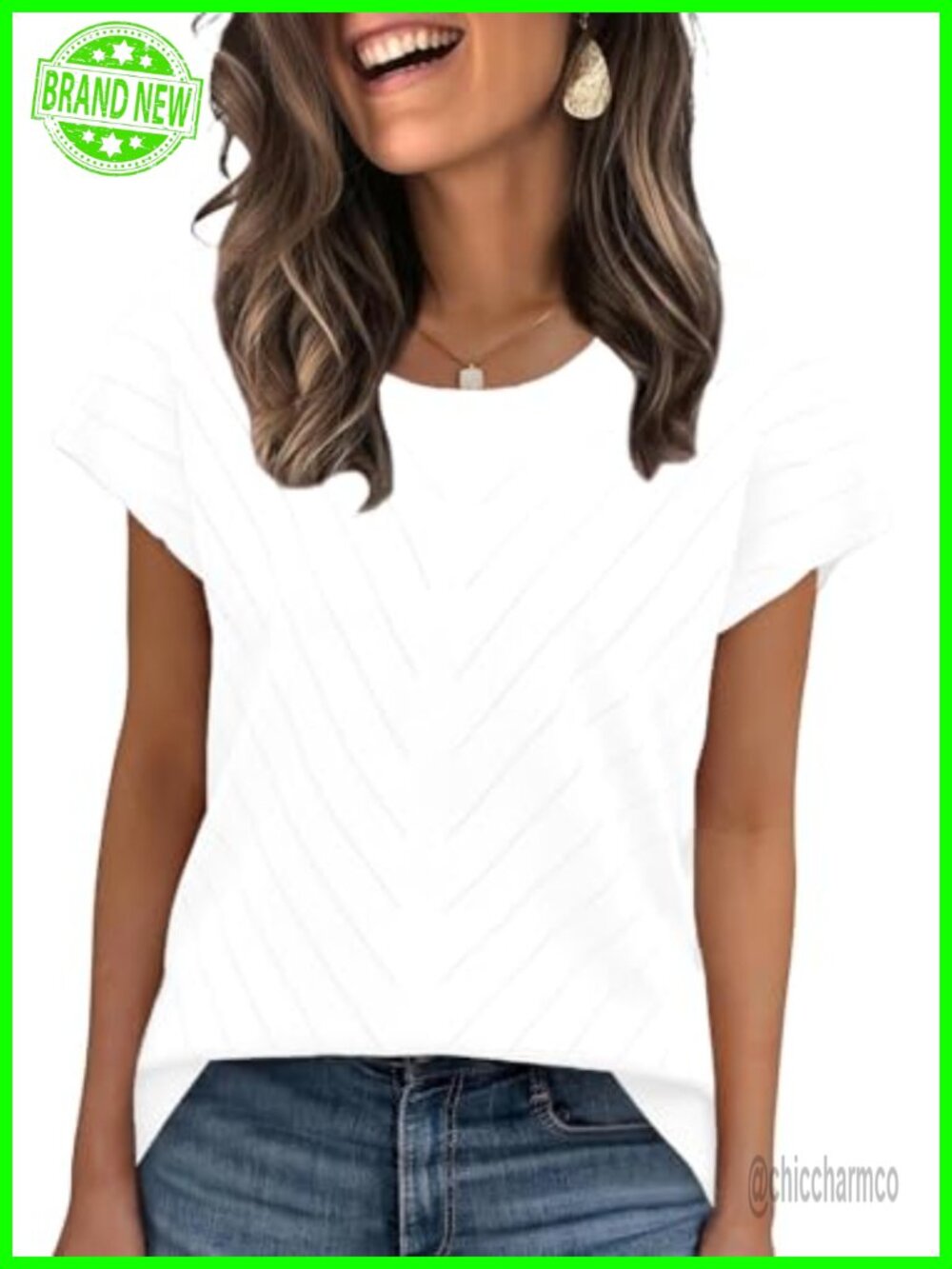 Women's Short Sleeve Crewneck Sweater Lightweight Knit Business Casual
